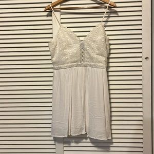 Aqua white lace mini sundress